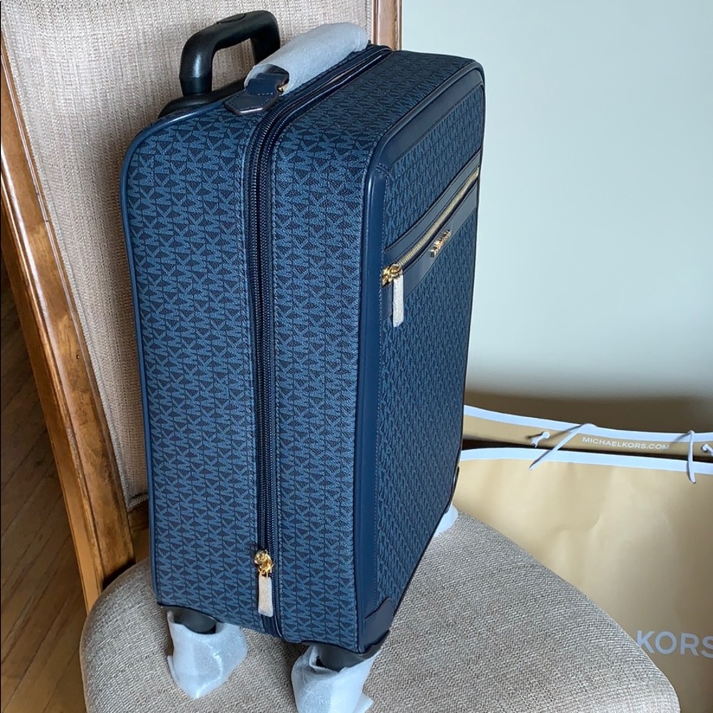 Michael Kors Carry On Luggage Trolley Navy Blue - Picture 3 of 8